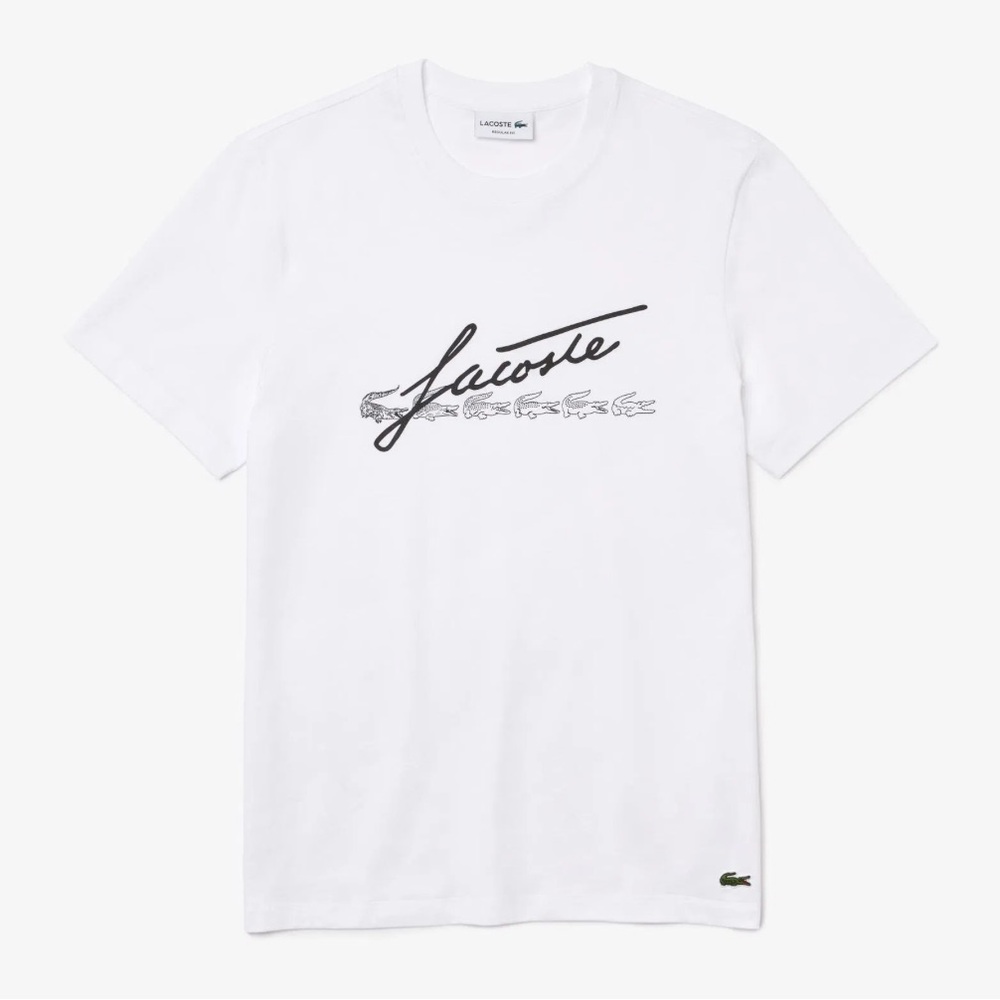 Lacoste Men's Regular Fit Crew Neck Printed
White T-Shirt